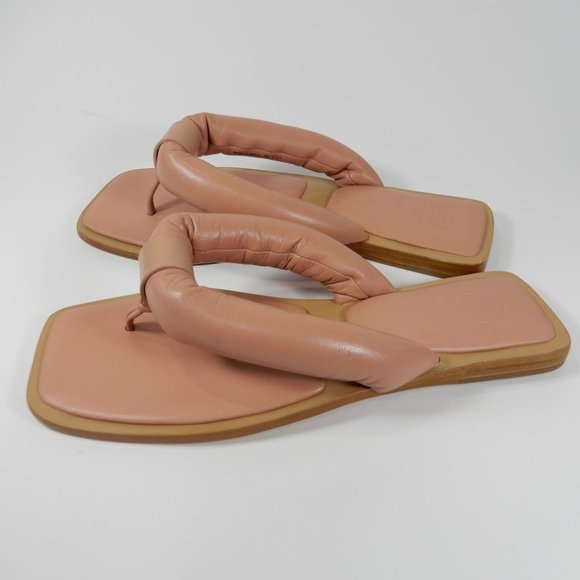 TORY BURCH Puffy Strap Thong Nevada Flat SANDALS Size 5.5 Shell Pink Leather NEW - Picture 9 of 13
